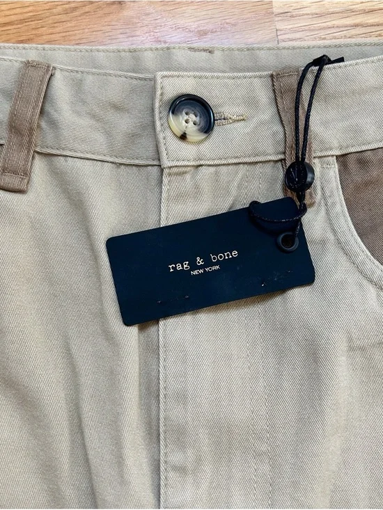 Rag And Bone Light Tan Charlie Cotton Cropped Two Tone Pants - Picture 14 of 14